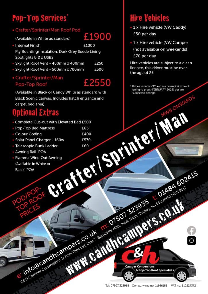 VW Crafter and Sprinter campervan conversion specification sheet