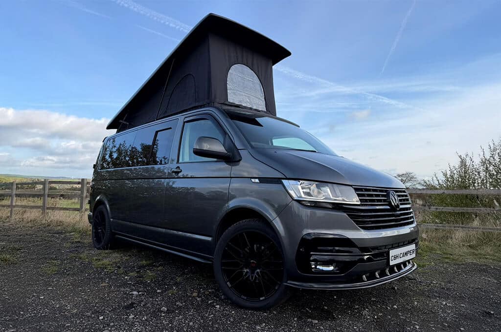 VW campervan conversion with pop top roof exterior